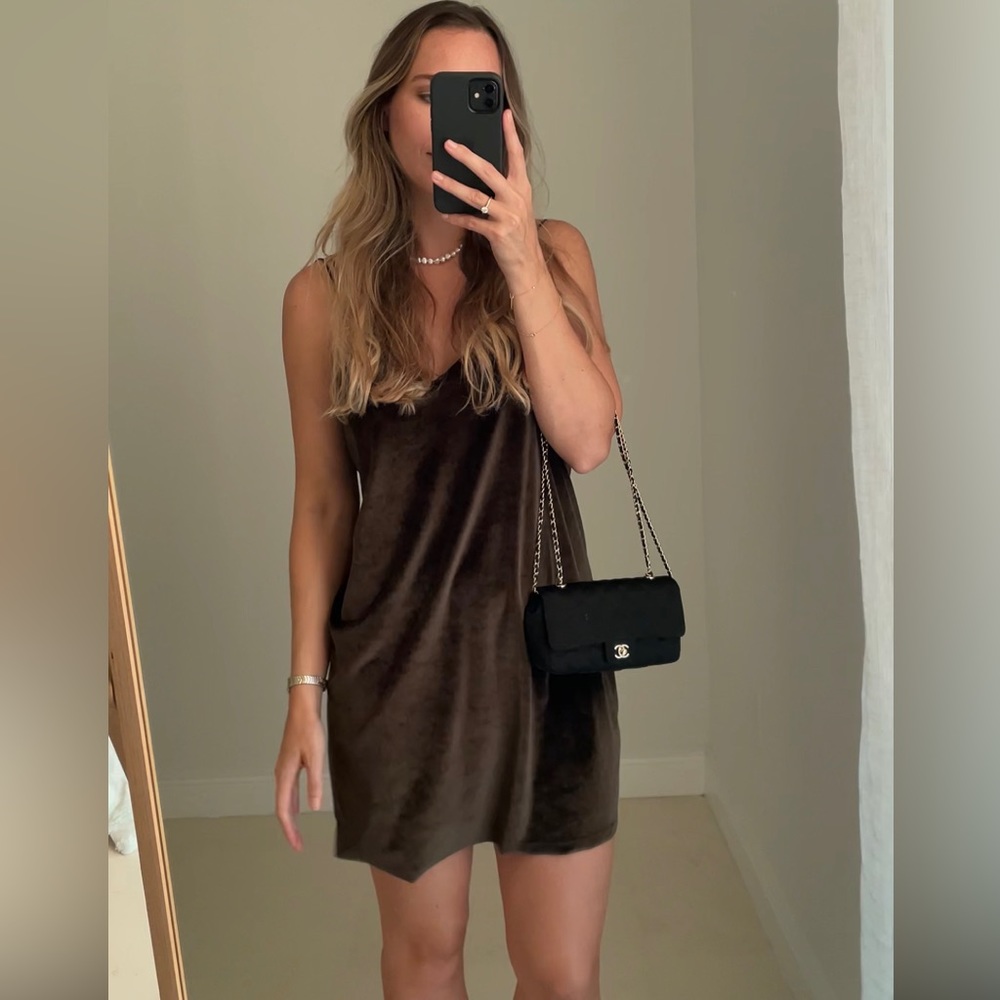 Pull & Bear Velvet Mini Dress, L